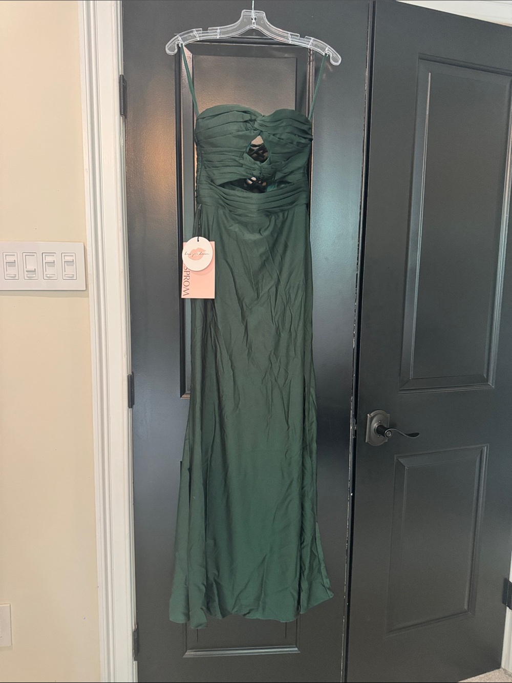 Emerald Green Strapless Evening Gown